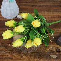 [迷你蕾]仿真花玫瑰花假花客厅花套装卧室餐桌茶几装饰花摆件花 1束玫瑰蕾(黄色)不带花瓶