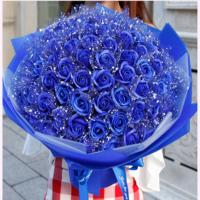 蓝色妖姬肥皂花玫瑰花花束情人节生日礼物送女友仿真花假花永久 蓝色13朵 不带灯不带满天星