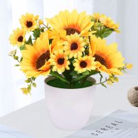 向日葵仿真假花小盆栽客厅茶几摆件茶几餐桌摆设装饰花室内塑料花 向日葵A款