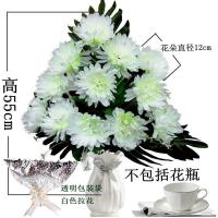 清明节祭祀扫墓花祭祖防真雏菊花束上坟手捧塑料假花墓地摆放绢花 浅灰色 白永生包装袋白结