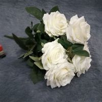 欧式仿真花束10头法式玫瑰花束摆件客厅婚礼装饰餐桌花艺绢花假花 白色