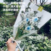 郁金香小花束伴手礼生日礼物拍照道具野餐假花玫瑰仿真花母亲节 蓝郁金香假花3朵满天星 长38cm