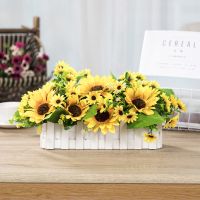 绢花塑料插花干花束栅栏仿真花假花套装客厅家居装饰品摆饰摆件 向日葵30厘米栅栏