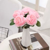 [花+花瓶]INS北欧仿真牡丹花蒲公英套装客厅家居摆设装饰花假花 粉红牡丹套装