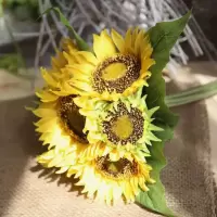 向日葵仿真花束商铺台面餐桌摆设居家装饰用品假花绿植园艺花卉 黄色 向日葵花束