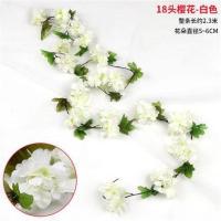 仿真玫瑰花藤绢花假花空调管道遮挡室内藤条装饰花藤蔓塑料花缠绕 18头樱花白色