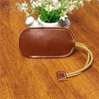 时尚2020日韩新款超小抽绳式抽拉钥匙包男女车钥匙包新款 棕褐色升级款 油蜡皮