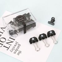 ins牛油果长尾夹中号可爱小清新25mm办公文具创意票夹仿金燕尾夹 黑猫25mm[12个/盒]