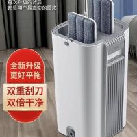 拖把一拖净家用刮刮乐免手洗省力不弯腰特大拖板墩布懒人拖地神器 [33板升级外贸款]雅致白色 28厘米对折拖把-2个头