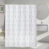 浴帘防水防霉浴室加厚浴帘布简约浴室帘浴帘套装免打孔隔断帘窗帘 多边形 120宽*180高+挂环(不加杆)