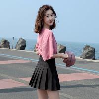 黑色百褶裙半身裙女夏季2021新款小个子大码胖mm高腰白色A字短裙 黑色[夏款西装料] XXS