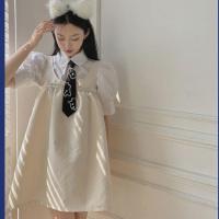 小黑裙女夏季小个子背带裙法式复古小众宽松吊带裙气质a字连衣裙 衬衫+领带[收藏店铺优先发货] S [建议100斤内]