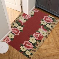 可裁剪家用进门脚垫地垫门垫客厅地毯卧室床边垫子厨房吸水防滑垫 豹纹玫瑰 65厘米*120厘米