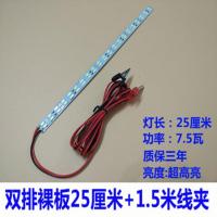 12v伏led灯管双排超高亮夜市电瓶灯地摊灯带48V60v蓄电池节能灯条 白光 12伏裸版灯0.25米+1.5米线夹