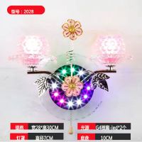 床头壁灯led创意水晶卧室床头客厅墙壁灯过道楼梯玄关壁灯 金色款粉圆球暖光LED带开关