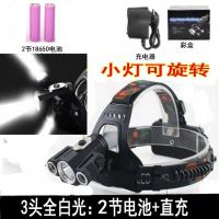 强光头灯LED超亮远射充电头戴式手电筒自行车灯户外骑行钓鱼矿灯 头灯+2节电池+直充+车夹