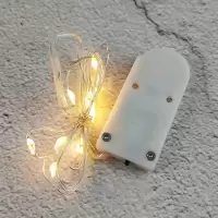 亚克力展示盒带灯装饰小灯串彩灯闪灯发光礼盒手办高达包装专用 暖白 1米/含纽扣电池