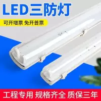 t8LED三防灯支架消防应急防潮防爆灯led双管防尘双管带罩日光灯管 0.6米单管+LED10瓦