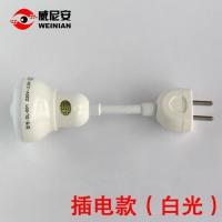 智能人体自动感应LED小夜灯声控充电池家用夜间无线过道壁灯起夜 [两脚插头款] 白光-4.8瓦