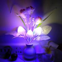 520七彩灯LED小夜灯光控灯插电夜灯床头灯节能创意灯饰 变幻灯 郁金香(光控)粉红色