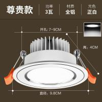 筒灯LED筒灯射灯孔灯洞灯天花灯牛眼灯5/6/7开孔客厅嵌入超薄灯具 尊贵全铝白[3W]白光