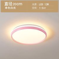 led吸顶灯圆形客厅灯具现代简约餐厅阳台过道灯卧室灯阳台节能灯 地球粉色 直径20CM-12W白光