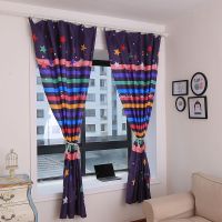 窗帘遮光卧室遮阳遮隐私宿舍遮光inss风新款窗帘布隔热出租房遮光 彩虹条纹 0.8米宽2.2米高