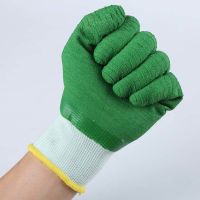 [6-12双全挂胶手套劳保耐磨]乳胶厚橡胶手套波浪纹防滑水油 [绿巨人加厚款]全胶波浪纹通号 6双装[试用款]