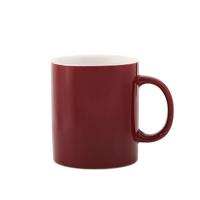 WUNI欧式创意黑色哑光大容量马克杯子磨砂简约咖啡杯带勺陶瓷水杯 宝石红马克杯(单杯)