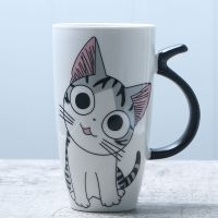 创意杯子陶瓷杯女可爱大容量马克杯子学生情侣杯咖啡杯家用喝水杯 歪头猫 单杯无盖无勺(580毫升)