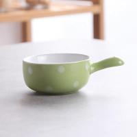 可爱粉嫩冰淇淋小勺子马卡龙颜色陶瓷勺子萌宠仓鼠金丝熊勺子微瑕 绿色波点柄勺1个