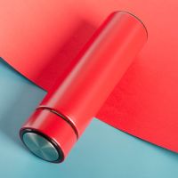 国潮保温杯 智能显温中国风式杯子ins潮流男女士泡茶水杯文艺茶杯 无图红色[新仓款] 单杯