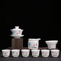 旅行茶具套装便携式四杯白瓷快客杯户外车载陶瓷功夫茶具整套家用 10头茶具-山水情(安全包装)