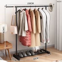 衣架落地立式折叠室内晾衣架宿舍卧室挂衣简易置物阳台晒衣服架子 黑单杆长150cm方形款