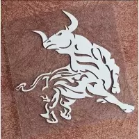 火焰公牛 牛气冲天 反光防水汽车贴花 MPV改装装饰贴画SUV贴画377 反光银白16CM