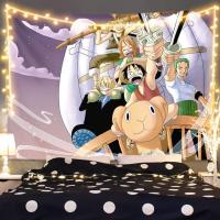 海贼王背景布卧室路飞挂布宿舍必备艾斯航海王三兄弟床头装饰墙布 1 小号宽1米x70厘米(不送灯)