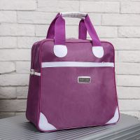 手提旅行包女防水轻便简约行李包袋可折叠短途旅行袋单肩可套拉杆 紫色 中等容量