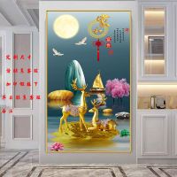 自粘家和玄关装饰画入户竖版走廊尽头壁画现代简约客厅过道墙贴 ZXG2-01 超小号:宽45X高90