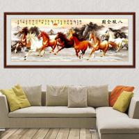八骏图自粘壁画客厅办公室装饰画八骏马墙贴马到成功挂画励志贴画 30八骏马图 小号120cmx40cm