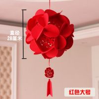中式结婚庆用品婚房装饰创意客厅卧室房间布置绒布喜字拉花绣球 红色喜字大绣球