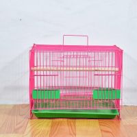 鸟笼金属鹦鹉笼鸽子相思鸟笼鹌鹑笼兔子笼小鸡笼通用群笼繁殖笼 小号35*25*26cm粉色标配