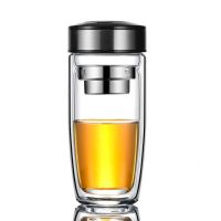 大容量高硼硅双层鹅蛋杯加厚玻璃耐高温隔热男女商务泡茶便携水杯 260毫升本色(加厚防爆)