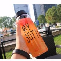 水杯女学生韩版大容量塑料杯子男简约ins带绳防摔潮流可爱个性 白色透明[耐摔耐高温] 单杯