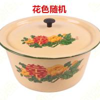 怀旧搪瓷洗手碗老式猪油盆加深带盖搪瓷碗调料搅拌碗可明火加热 14cm黄色搪瓷碗(1个)