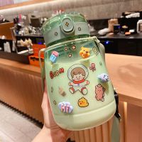 1500ml高颜值水杯子女便携韩版双饮吸管杯学生防摔大容量水壶可爱 双饮吸管杯[苹果绿]1500毫升 单杯