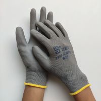 左右手889PU涂掌涂胶薄款女士小号胶皮手套电子厂防静电耐磨防滑 左右手灰色PU手套12双 S