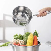 加厚不锈钢水勺水瓢长柄水舀子厨房多用大汤勺粥勺奶锅煮面锅水壳 长柄水舀子(可当奶锅汤锅) 加厚小号[14CM]
