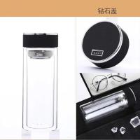 玻璃茶杯带杯盖耐高温透明水杯加厚杯子女玻璃茶杯男士防烫防热 沉稳黑-玻璃杯 260ML[双层普通杯底]