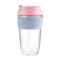 新款咖啡杯便携随身玻璃杯简约塑料杯子女耐热水杯小清新个性森系 双饮咖啡杯[樱花粉][高硼硅玻璃] 550毫升[无赠品]