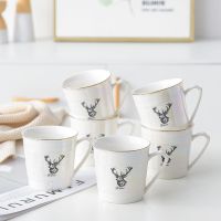 茶具套装家用欧式高档陶瓷咖啡杯英式下午茶茶具套装带托盘小奢华 皇冠黑鹿头A款 六个杯